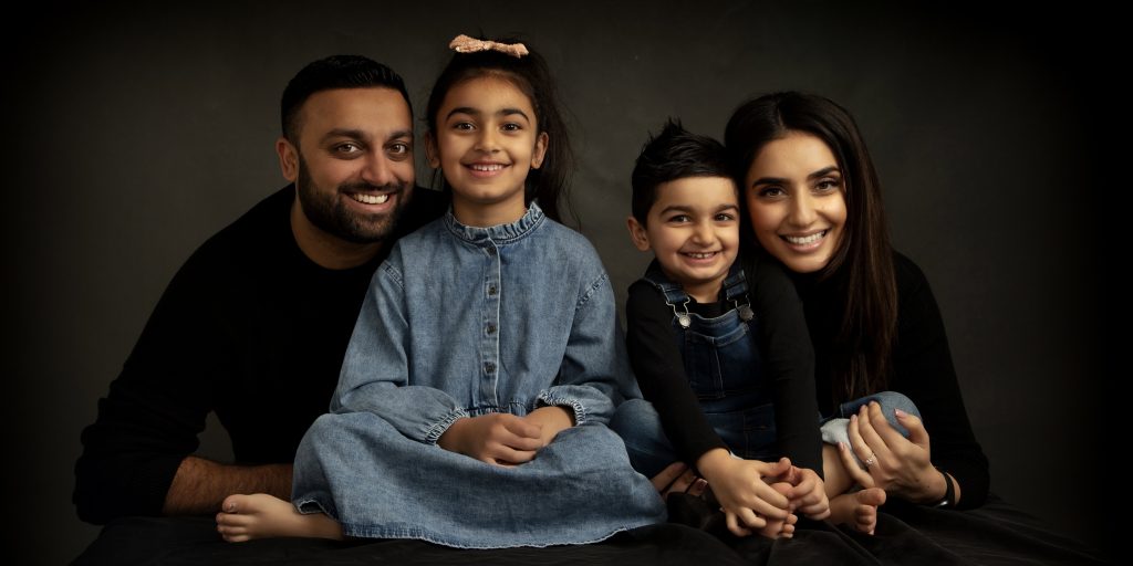 John Jenkins guiding a family photo portrait studio relaxed experience in Leicester