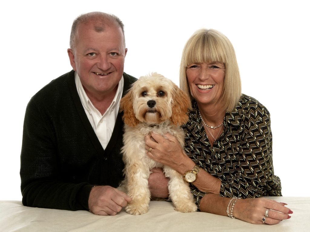 Owner and dog together during a friendly session with dog photographer Rugby