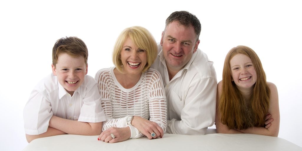 Colour and textured outfits for a family photoshoot Leicester