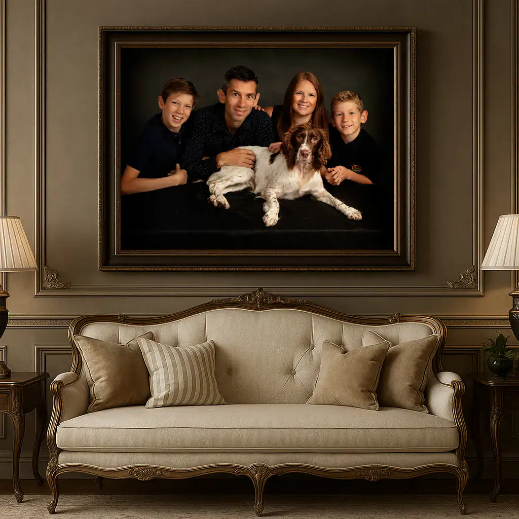 Family with dog photoshoot in our Lutterworth studio near Coventry